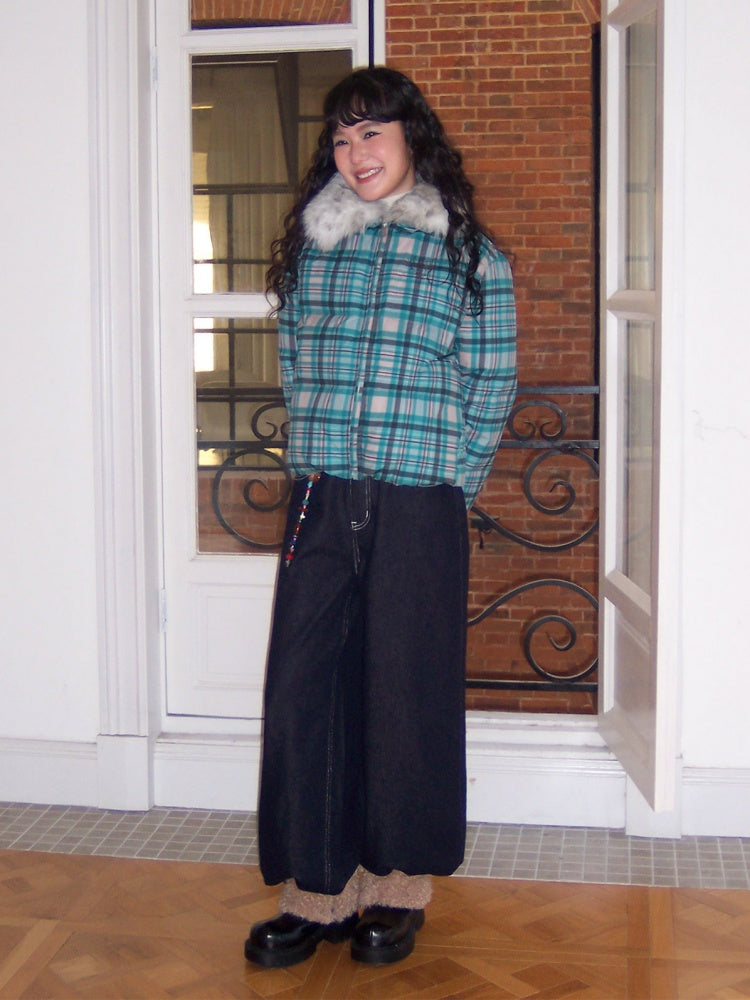 Detachable Fur Collar Down Short Thickened Warm Plaid Jacket【s0000014994】
