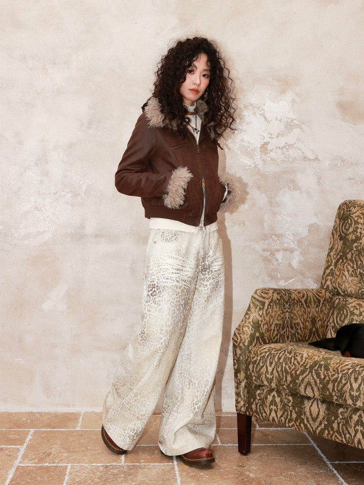 Gradient Blended Leopard Print Wide-Leg Loose Floor-Length Pants【s0000014995】