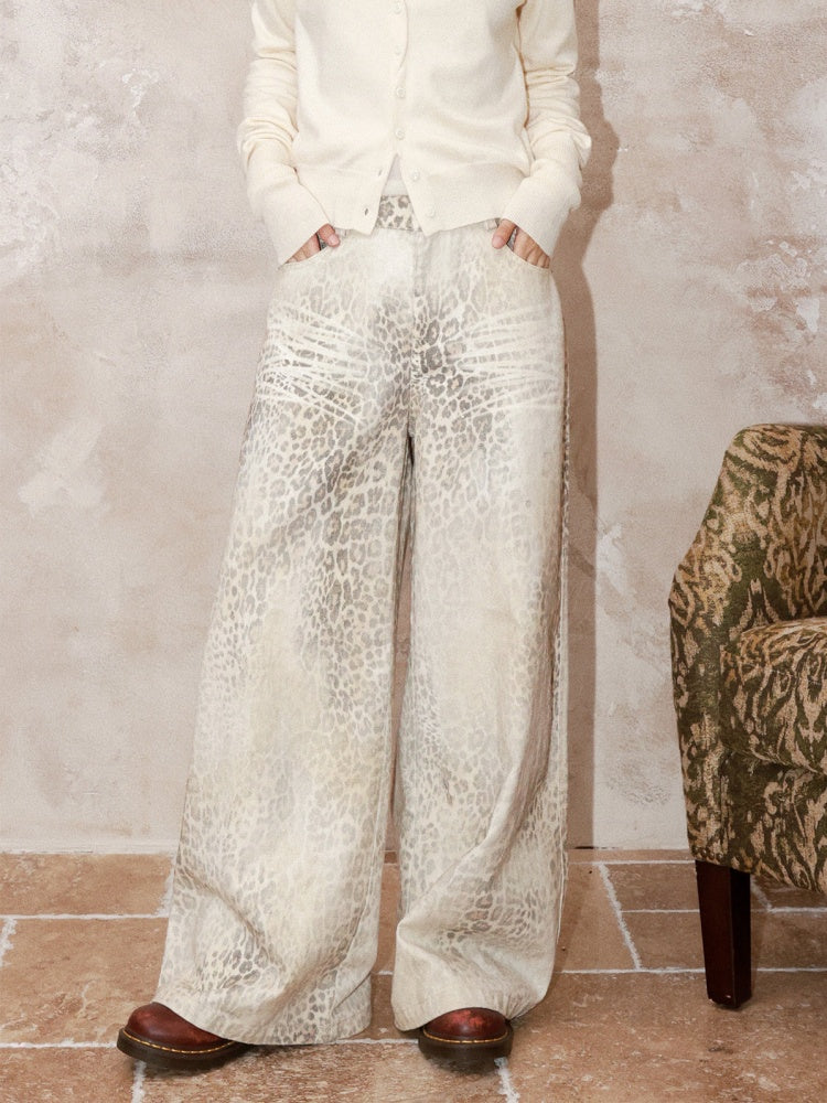 Gradient Blended Leopard Print Wide-Leg Loose Floor-Length Pants【s0000014995】