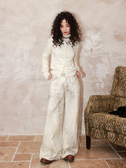 Gradient Blended Leopard Print Wide-Leg Loose Floor-Length Pants【s0000014995】