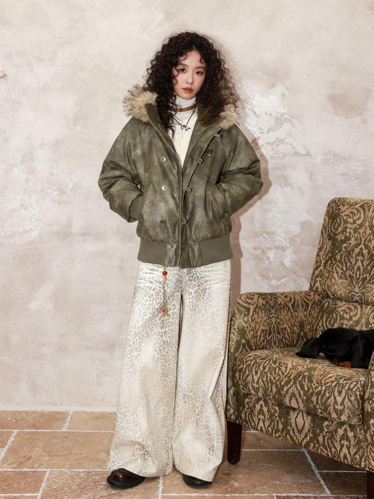 Gradient Blended Leopard Print Wide-Leg Loose Floor-Length Pants【s0000014995】