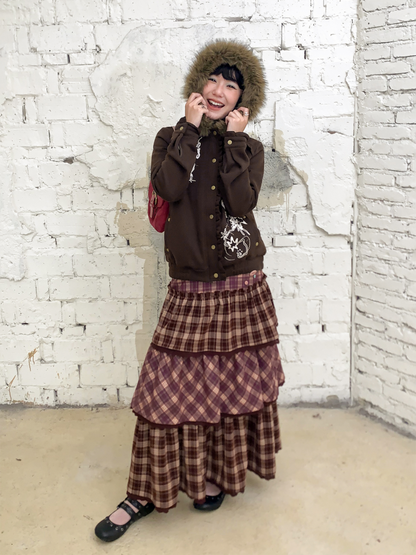 "Kitten Contract" Printed  Warm Fur Collar Hooded Lace Sweatshirt Jacket【s0000014996】