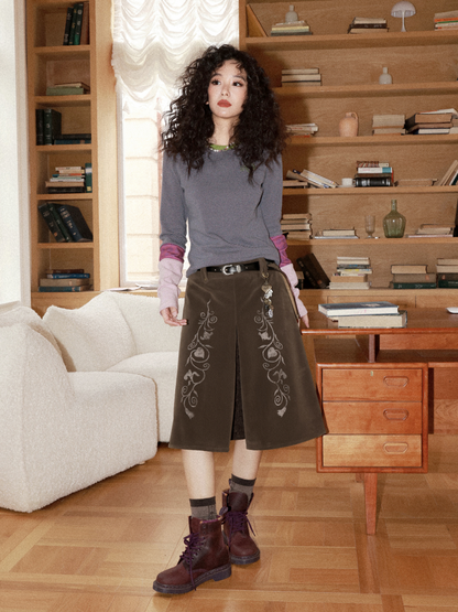 Striped Contrast Splicing Slim Long-Sleeved T-Shirt【s0000015000】
