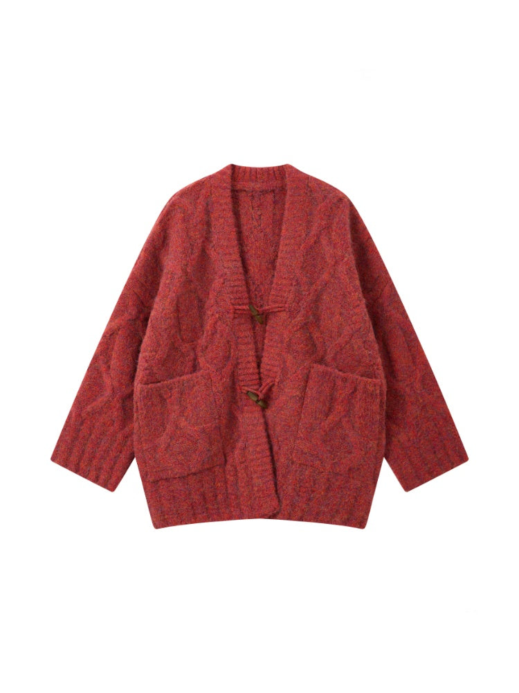 "Gathering Around The Fire"  Woolen Cable Cardigan Sweater【s0000015001】