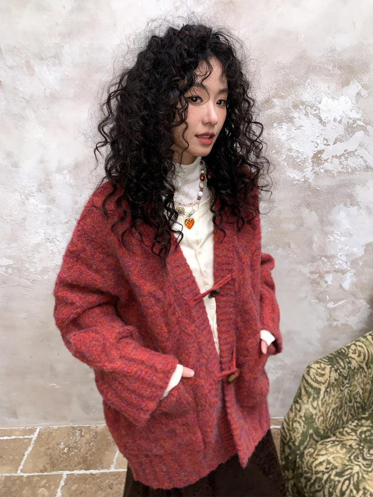 "Gathering Around The Fire"  Woolen Cable Cardigan Sweater【s0000015001】