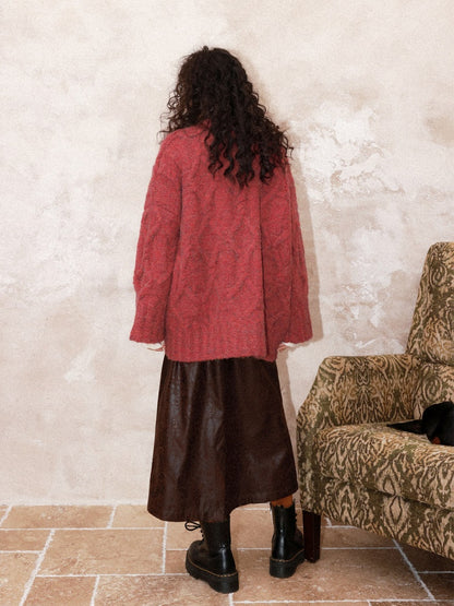 "Gathering Around The Fire"  Woolen Cable Cardigan Sweater【s0000015001】