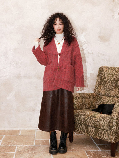 "Gathering Around The Fire"  Woolen Cable Cardigan Sweater【s0000015001】