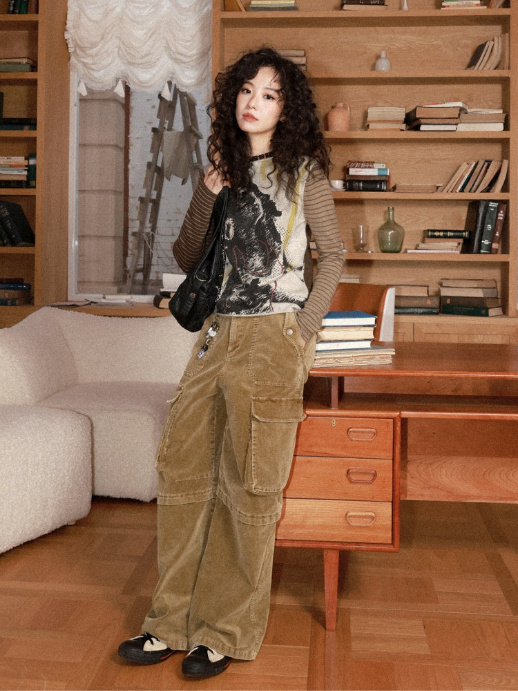 Retro Wool Knitted With A Priming Print Long-Sleeved T-Shirt【s0000015002】