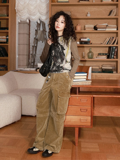 Retro Wool Knitted With A Priming Print Long-Sleeved T-Shirt【s0000015002】