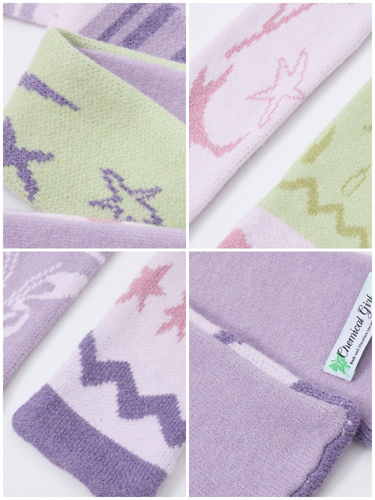 Sheep Wool Contrast Jacquard Pattern Double-Sided Cashmere Scarf【s0000015003】