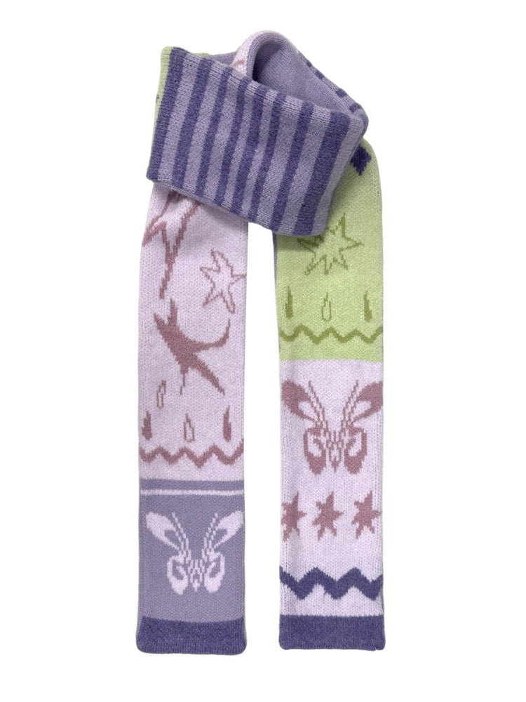 Sheep Wool Contrast Jacquard Pattern Double-Sided Cashmere Scarf【s0000015003】