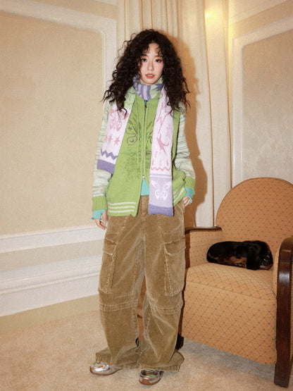Sheep Wool Contrast Jacquard Pattern Double-Sided Cashmere Scarf【s0000015003】
