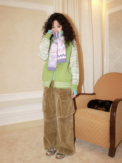 "Spring Butterfly Language" Sheep Wool Raglan Sleeve Hooded Knitted Cardigan Sweater【s0000015005】