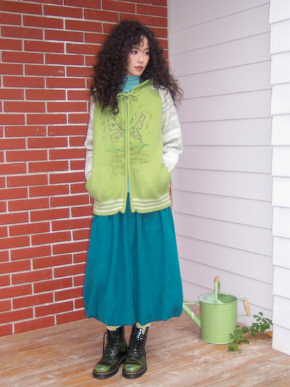 "Spring Butterfly Language" Sheep Wool Raglan Sleeve Hooded Knitted Cardigan Sweater【s0000015005】