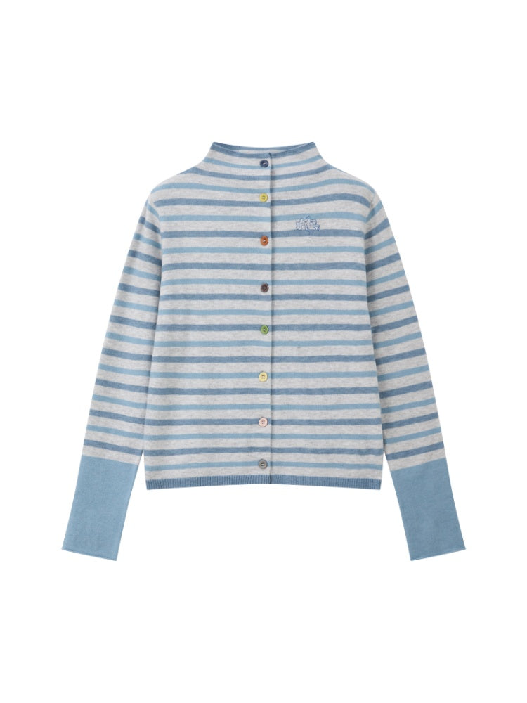 Sheep Wool Striped Cardigan Sweater Slimming Top【s0000015006】