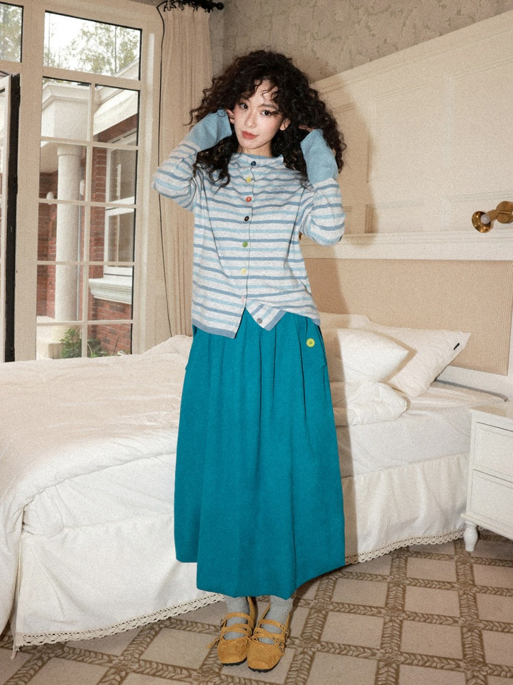 Sheep Wool Striped Cardigan Sweater Slimming Top【s0000015006】