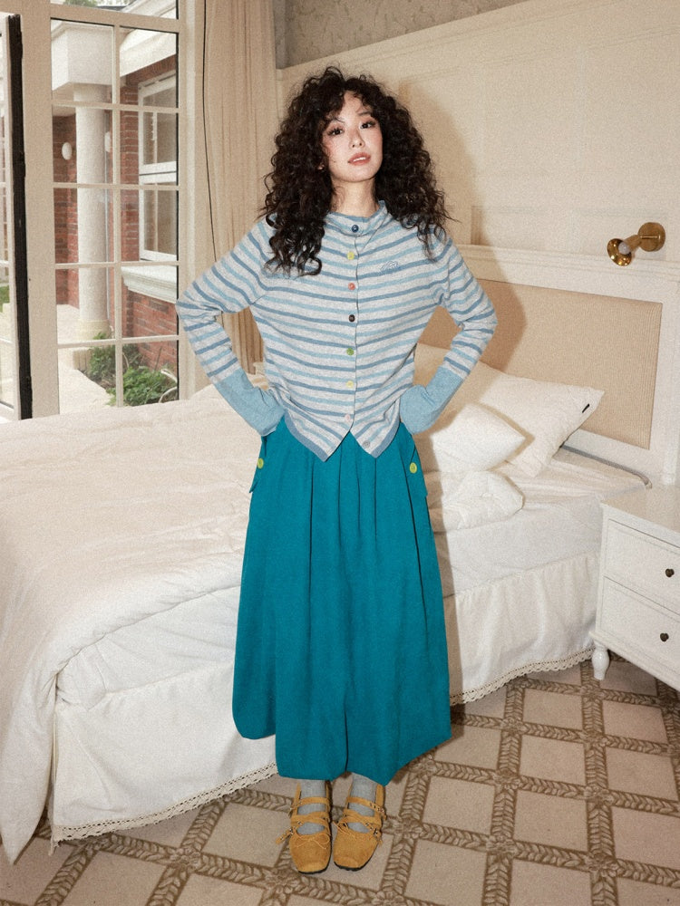 Sheep Wool Striped Cardigan Sweater Slimming Top【s0000015006】
