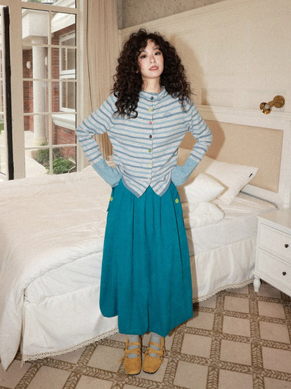 Sheep Wool Striped Cardigan Sweater Slimming Top【s0000015006】