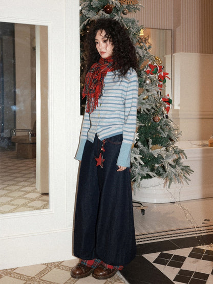 Sheep Wool Striped Cardigan Sweater Slimming Top【s0000015006】