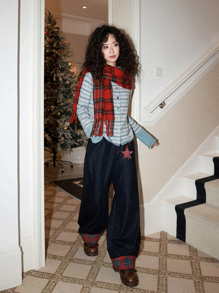 Sheep Wool Striped Cardigan Sweater Slimming Top【s0000015006】