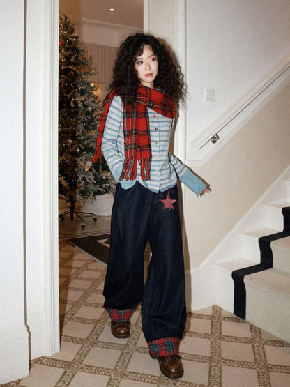 Sheep Wool Striped Cardigan Sweater Slimming Top【s0000015006】