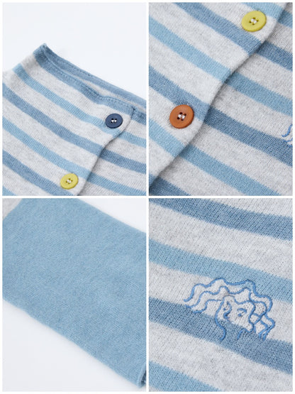 Sheep Wool Striped Cardigan Sweater Slimming Top【s0000015006】