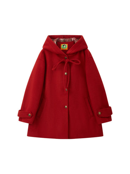 "Fallen Star" Peaked Hat Sheep Woolen Mid-Length Coat【s0000015008】