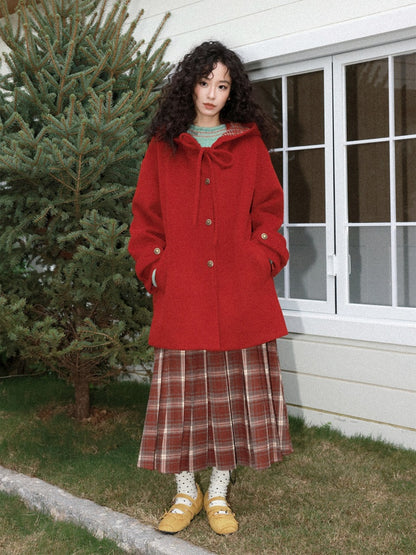 "Fallen Star" Peaked Hat Sheep Woolen Mid-Length Coat【s0000015008】