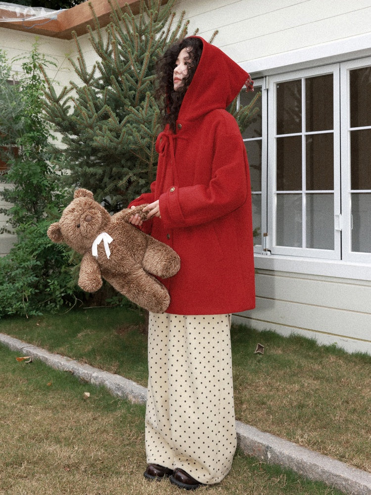 "Fallen Star" Peaked Hat Sheep Woolen Mid-Length Coat【s0000015008】