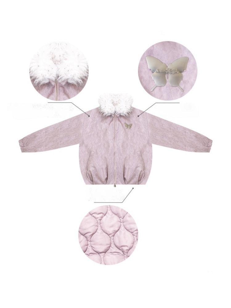 Thickened Warm Girly Fur Collar Cotton Jacket【s0000015236】