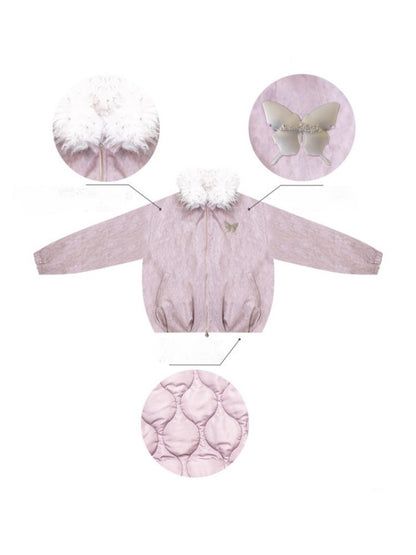 Thickened Warm Girly Fur Collar Cotton Jacket【s0000015236】