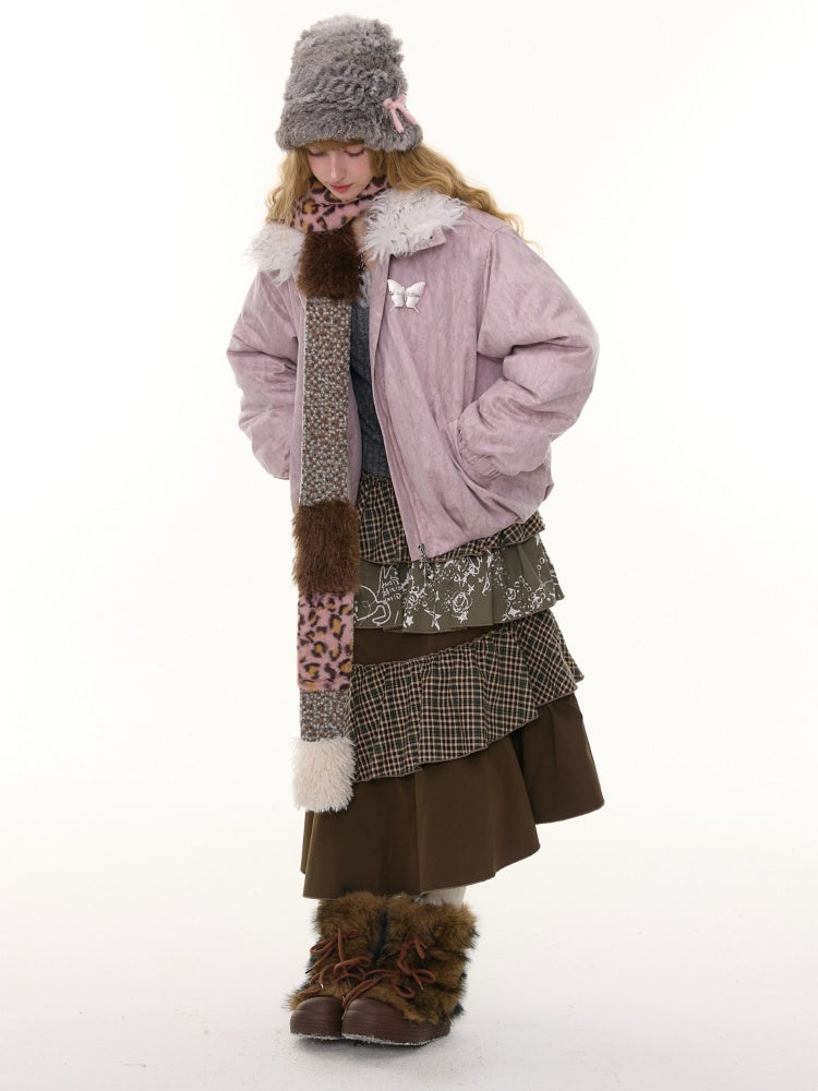 Thickened Warm Girly Fur Collar Cotton Jacket【s0000015236】
