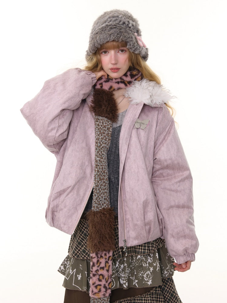 Thickened Warm Girly Fur Collar Cotton Jacket【s0000015236】