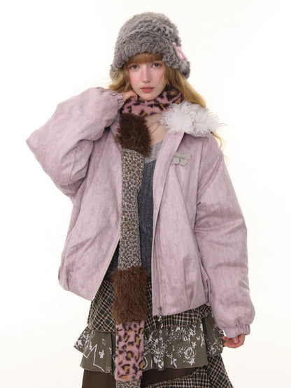 Thickened Warm Girly Fur Collar Cotton Jacket【s0000015236】