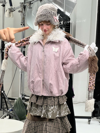 Thickened Warm Girly Fur Collar Cotton Jacket【s0000015236】