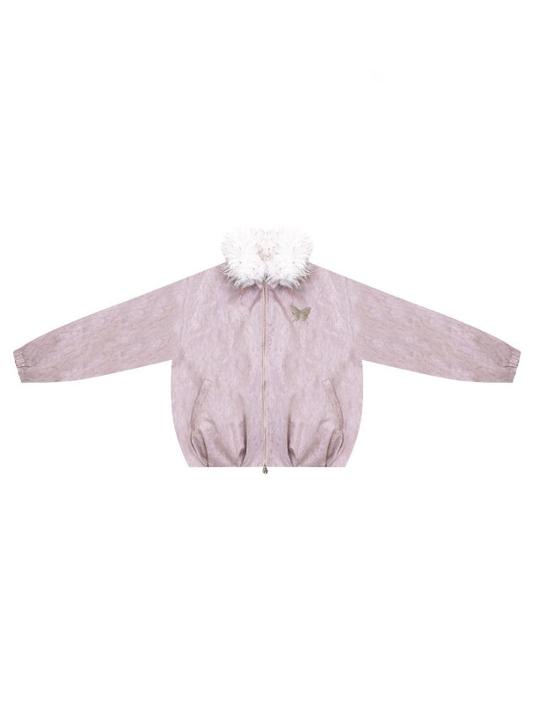 Thickened Warm Girly Fur Collar Cotton Jacket【s0000015236】