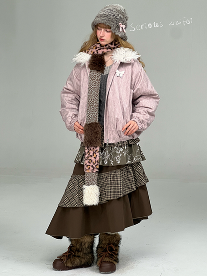 Thickened Warm Girly Fur Collar Cotton Jacket【s0000015236】