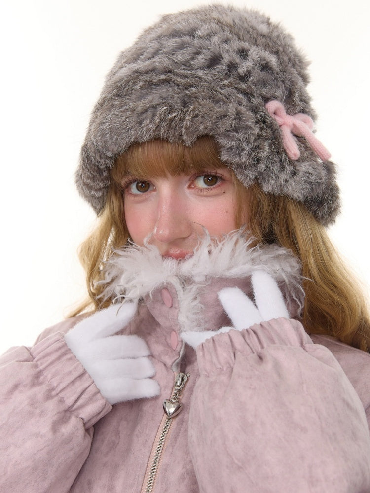 Thickened Warm Girly Fur Collar Cotton Jacket【s0000015236】