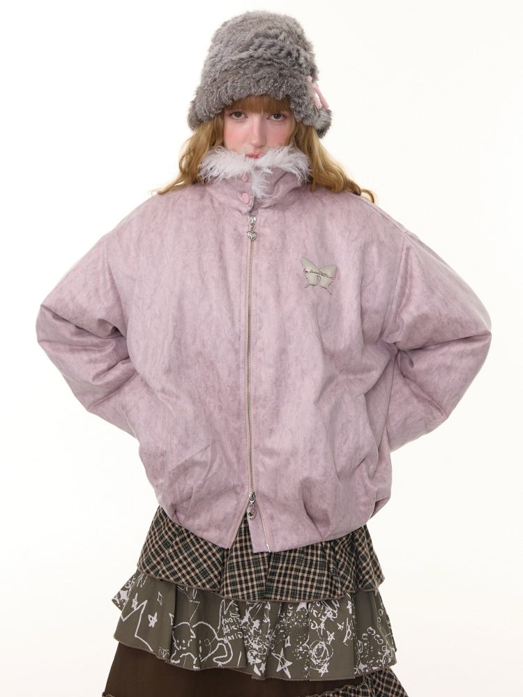 Thickened Warm Girly Fur Collar Cotton Jacket【s0000015236】