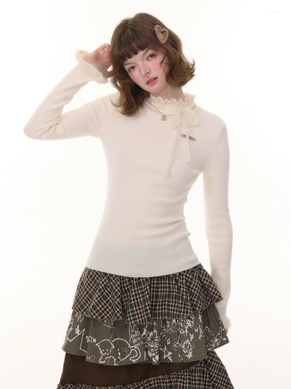 Bow Fungus Slim Knitwear Base Shirt【s0000015243】