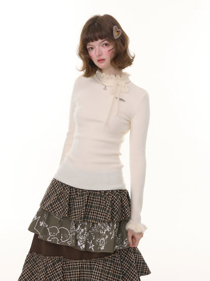 Bow Fungus Slim Knitwear Base Shirt【s0000015243】