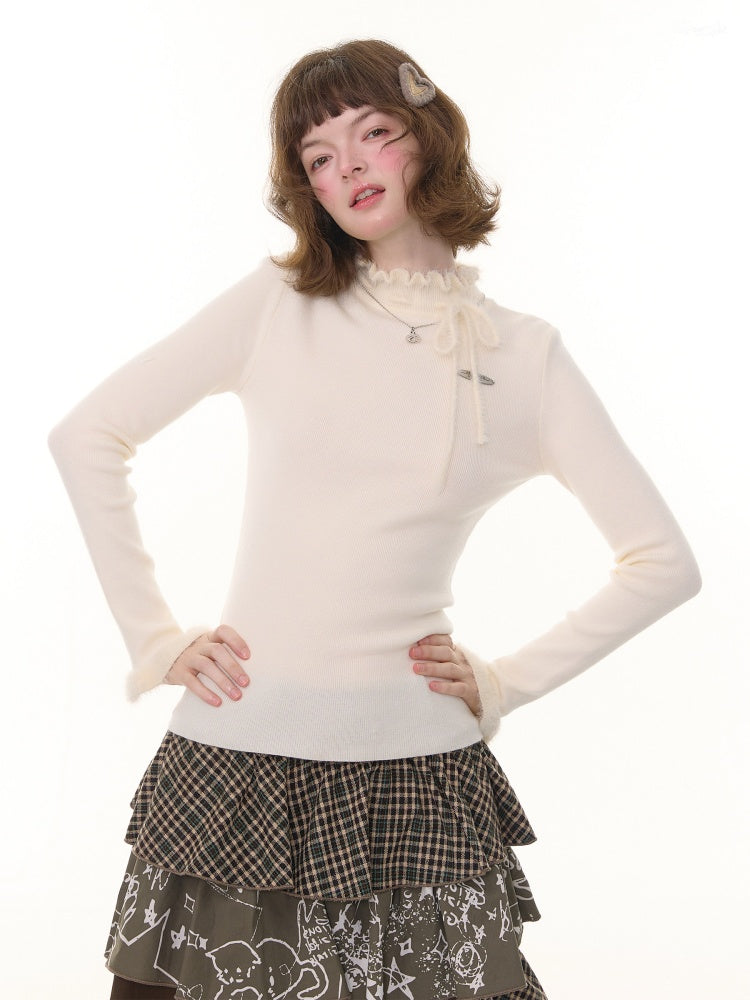 Bow Fungus Slim Knitwear Base Shirt【s0000015243】