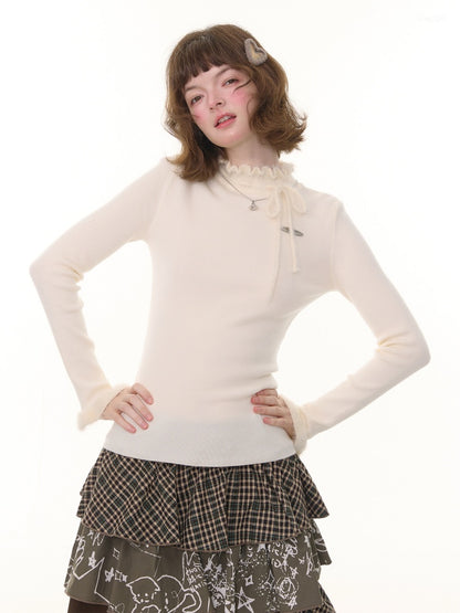 Bow Fungus Slim Knitwear Base Shirt【s0000015243】