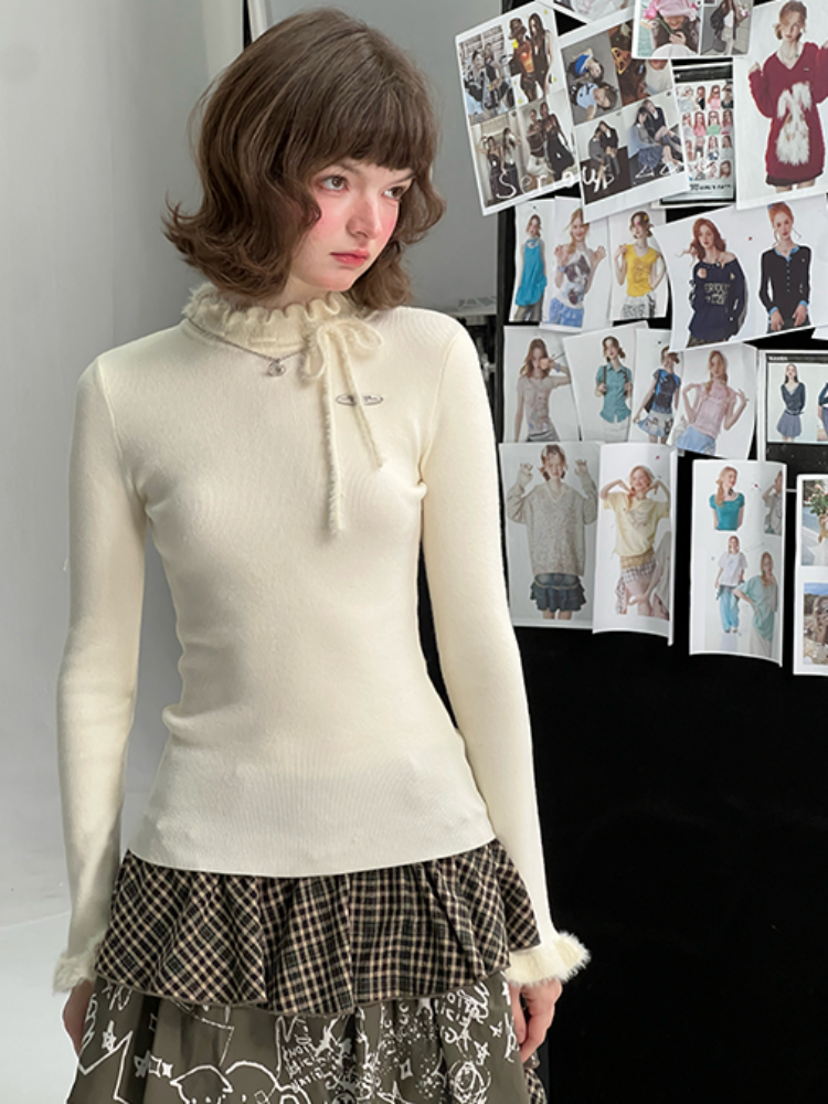 Bow Fungus Slim Knitwear Base Shirt【s0000015243】