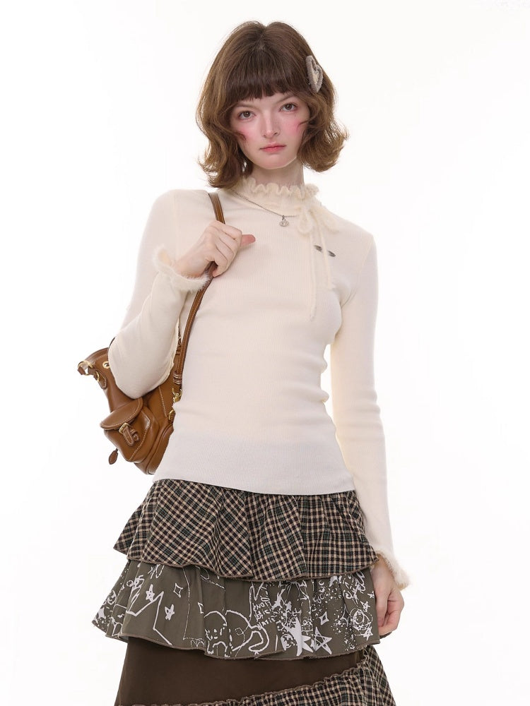 Bow Fungus Slim Knitwear Base Shirt【s0000015243】