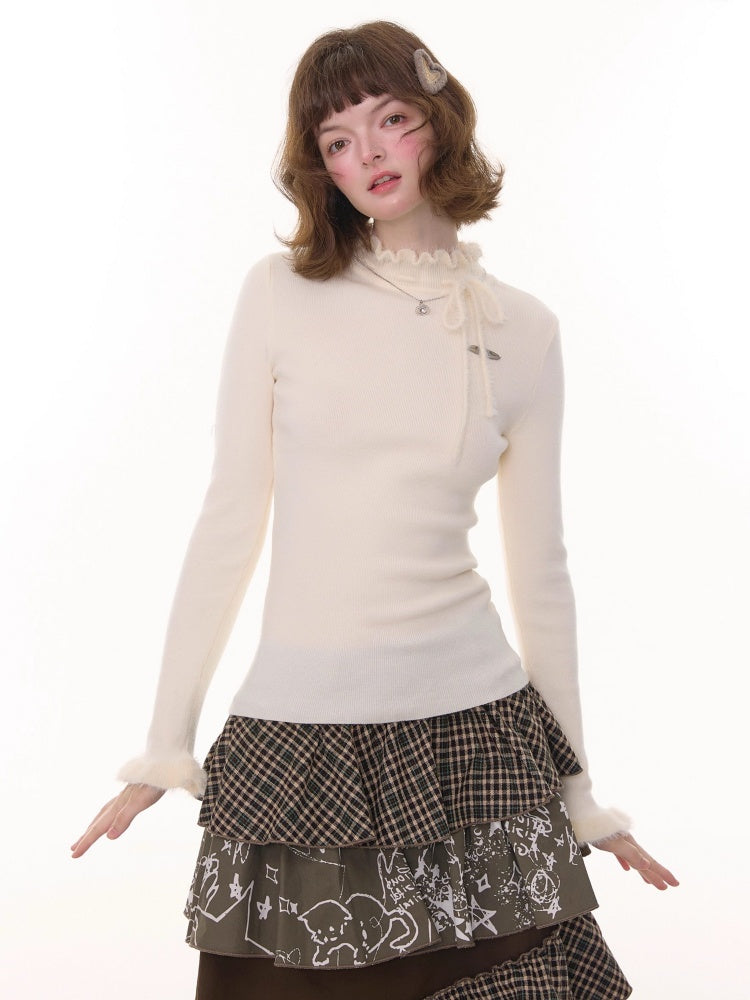 Bow Fungus Slim Knitwear Base Shirt【s0000015243】