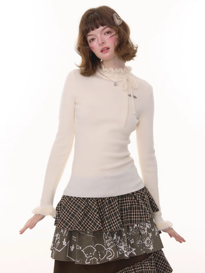 Bow Fungus Slim Knitwear Base Shirt【s0000015243】