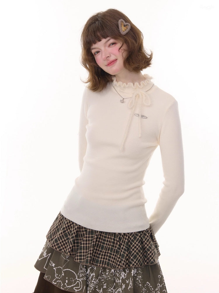Bow Fungus Slim Knitwear Base Shirt【s0000015243】
