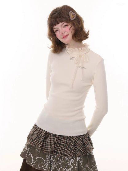 Bow Fungus Slim Knitwear Base Shirt【s0000015243】