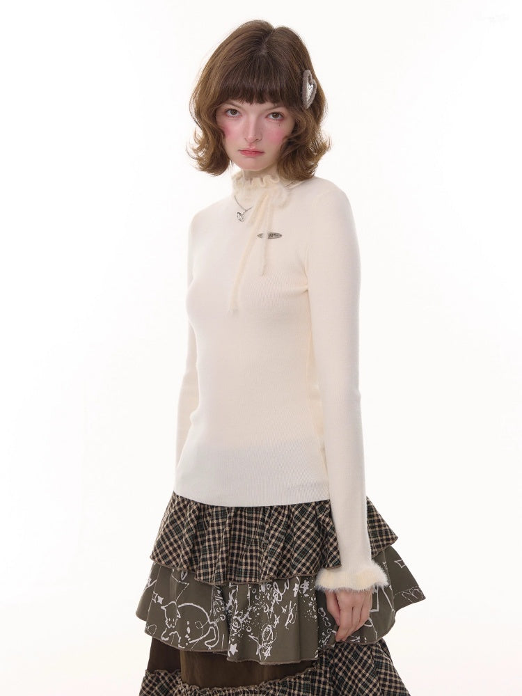 Bow Fungus Slim Knitwear Base Shirt【s0000015243】